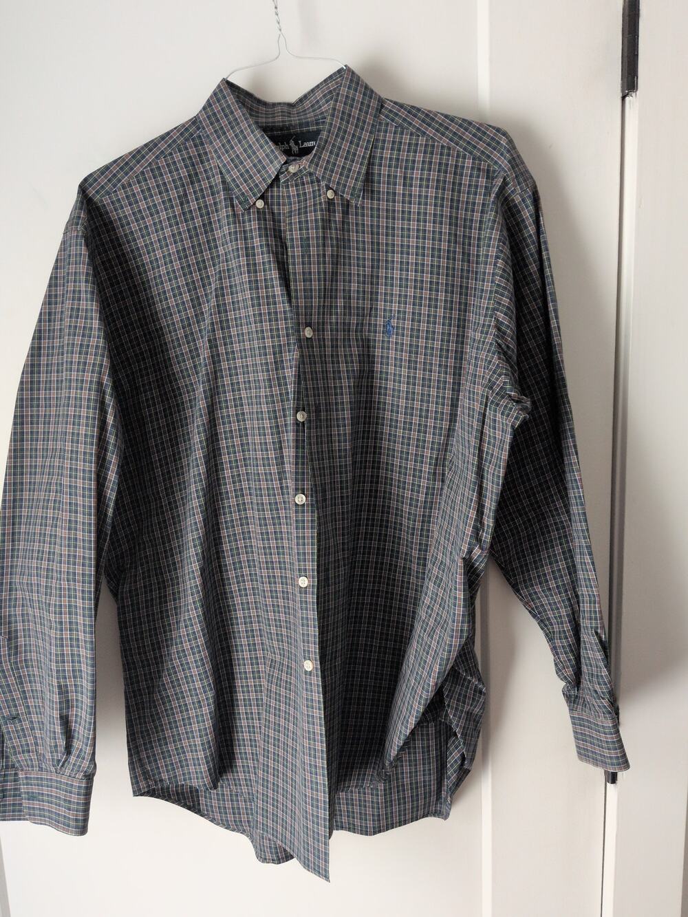 Vintage Polo Ralph Lauren Blake Shirt Mens Plaid Button Down 100% 2-Ply Cotton